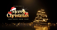 Black Professional Merry Christmas And Happy New Year Greeting Video With Golden Tree Animation Face Facebook Ad template