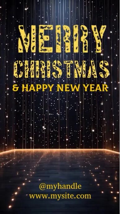 Black  Professional Merry Christmas Video Design Digital Display (9:16) template