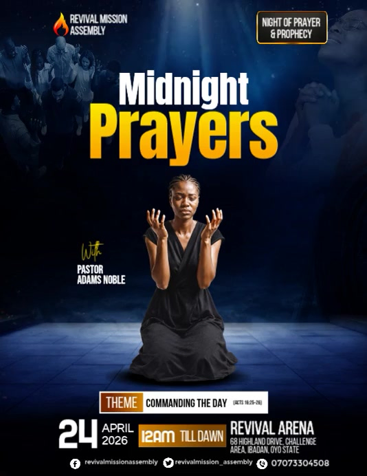 Black Professional Midnight Night Prayers Flyer Video Template ...