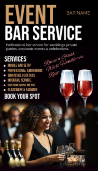 Black Bar Service Tarjeta de Presentación Template