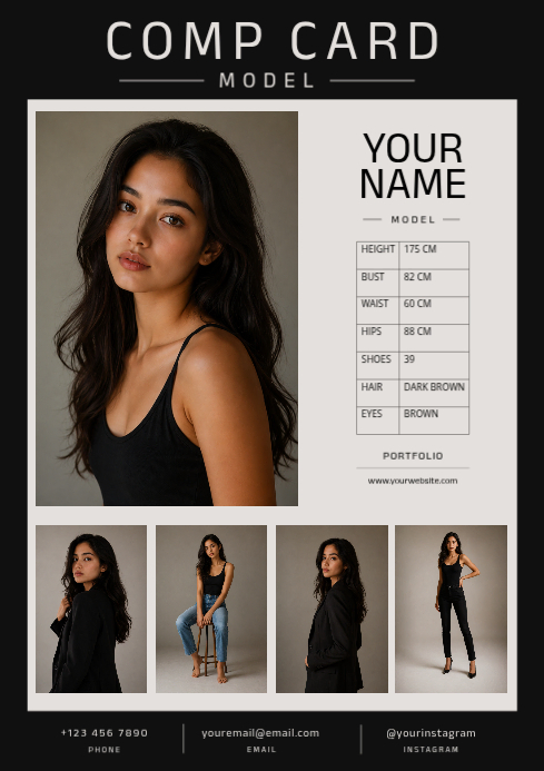 Professional Comp Card Examples 390+ Free Comp Card Templates | PosterMyWall