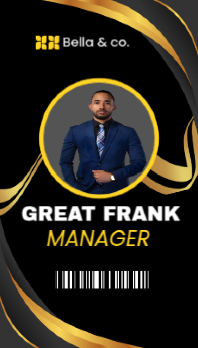Black Professional Modern Manager Id Card Template With Company Logo ...