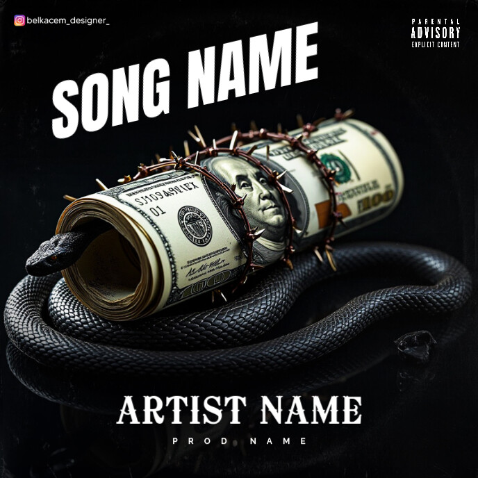 Black Professional Money With Snake  Album Cover template