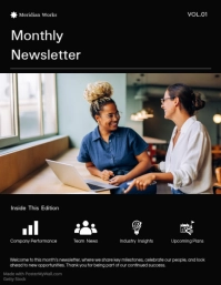 Черный Monthly Newsletter Flyer Template - Page 1