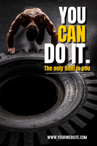 Black Professional Motivational Fitness Poster template