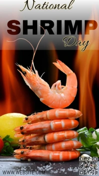 Black Professional National Shrimp Day Templates Design  Digital Display (9:16)