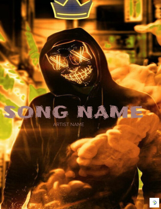 Black Professional Neon Mask Cover Song Albumb Cover Flyer (us Letter) 传单(美国信函) template