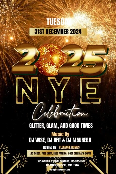 Black Professional New Year Eve Party Poster Template | PosterMyWall