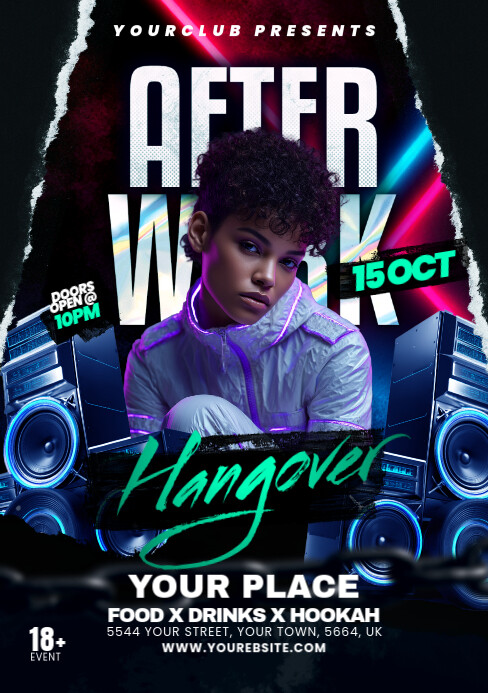 Black Professional Night Club Flyer A5 template