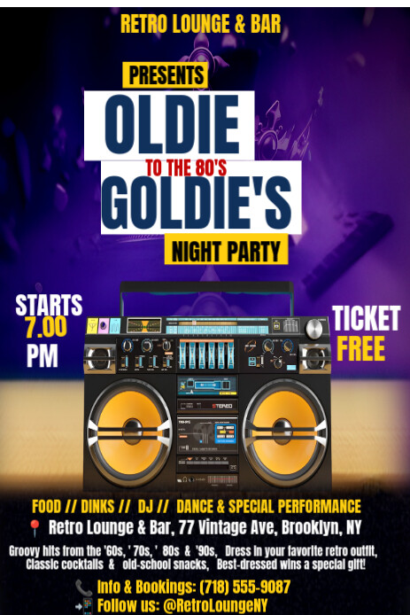 Black Professional Old School Party Flyer Pinterest Graphic template