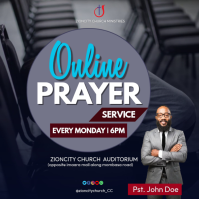 Black Online Prayer Service Instagram Post Template