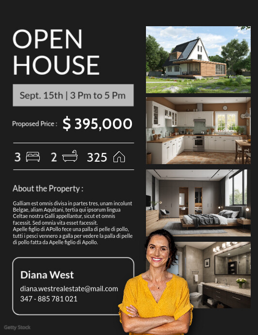Black Professional Open House Minimal Real Estate Flyer Advertisement  Flyer (us Letter) template