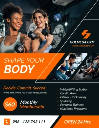 Black Professional Orange And Dark Blue Fitne Pamflet (VSA Brief) template