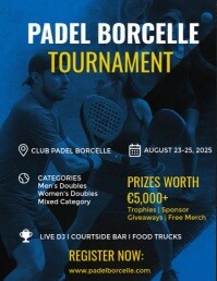 Black Professional Padel Borcelle Tournament Flyer (us Letter) template