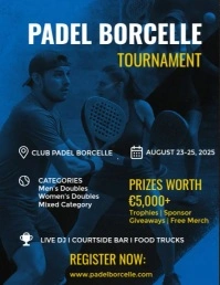 Black Professional Padel Borcelle Tournament Flyer (us Letter) Volante (Carta US) template