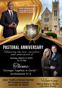 Black Professional Pastoral Anniversary A4 template