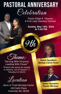 Black Professional Pastoral Anniversary Celebration Tabloid template