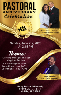 Black Professional Pastoral Anniversary Celebration Tabloid template