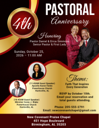 Black Professional Pastoral Anniversary Celebration Flyer template