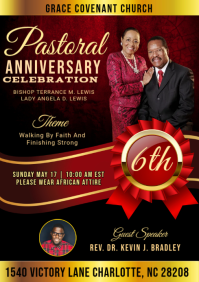 Black Pastoral Anniversary Celebration A4 Template