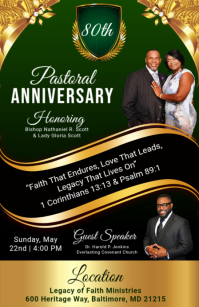 Black Professional Pastoral Anniversary Tabloid Tabloide template
