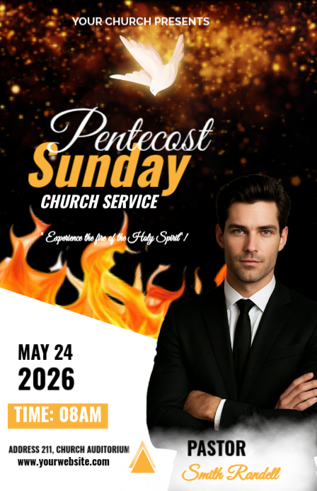 Pentecost Church Service Template | PosterMyWall