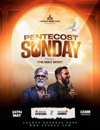 Black Professional Pentecost Sunday Service Flyer template