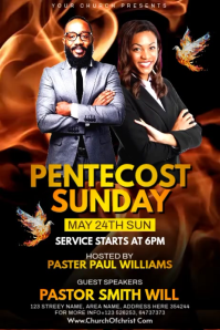Black Professional Pentecost Sunday Service Poster Video template