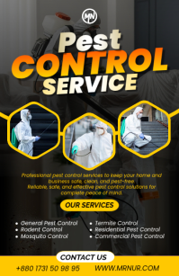 Black Professional Pest Control Services Half Page Wide template