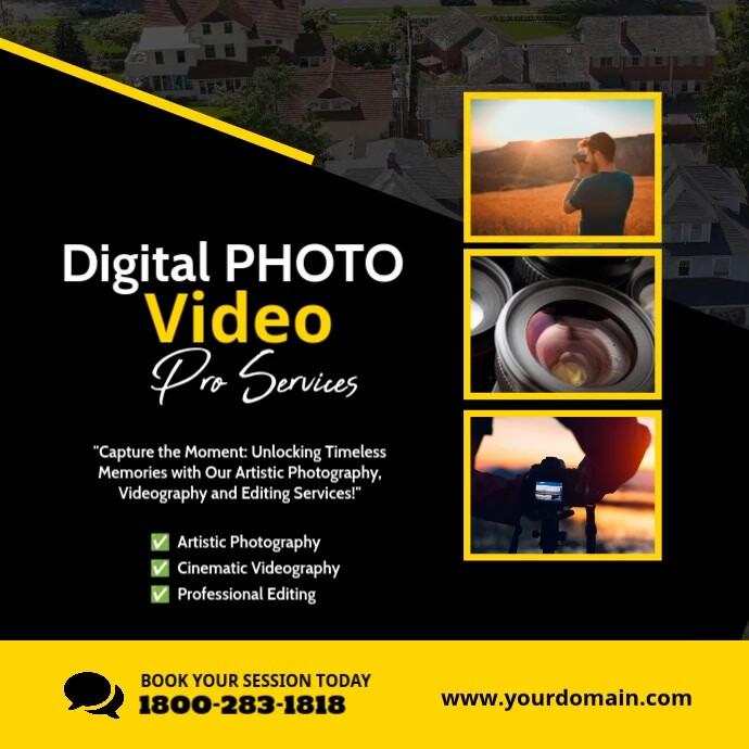 Black Professional Photography Photographer Services Ad  Instagram Post template