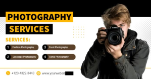 Black Professional Photography Services Facebook Shared Image template