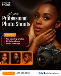 Black Professional Photography Studio Ad Instagram Portrait template