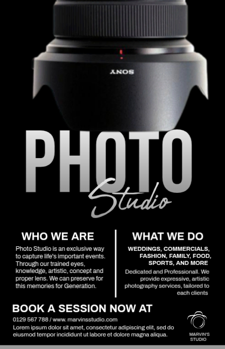 Copy of Black Professional Photography Studio Tabloid | PosterMyWall