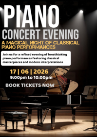 Black Professional Piano Concert A2 template