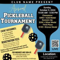 Black Professional Pickleball Tournament Inst Instagram Post template