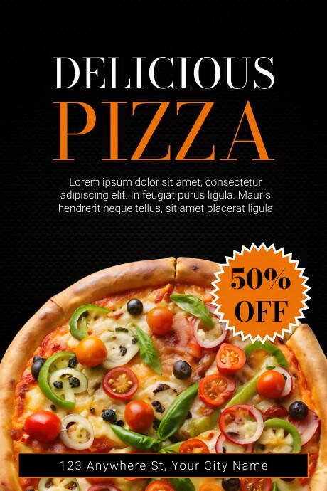 Pizza Poster Example Black Professional Pizza Poster Template | PosterMyWall