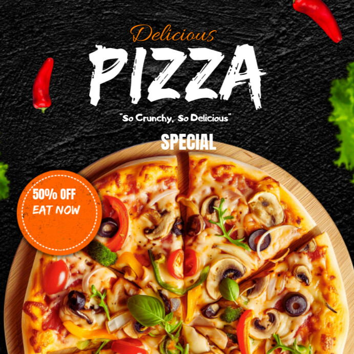 Black Professional Pizza Sales  Instagram Post template