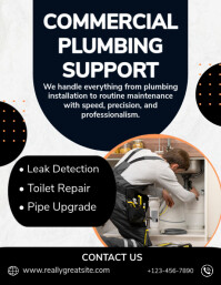 Black Professional Plumbing Flyer (us Letter) Pamflet (Letter AS) template