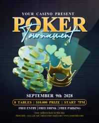 Black Professional Poker Tournament Instagram Portrait template