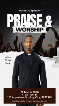 Grey Professional Praise and Worship Event Instagram Story Template ...