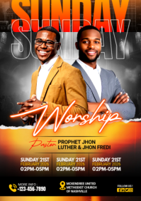 Black Professional Pray Church Service A2 template