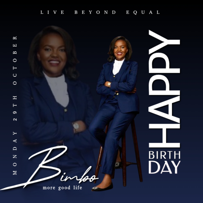 Black Professional Birthday Celebration Instagram Post Template ...