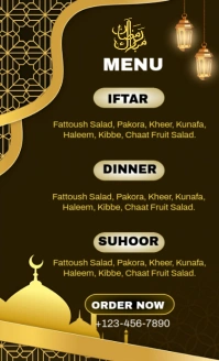 Black Professional Ramadan Iftar & Suhoor Menu Flyer Us Legal Umthetho we-US template