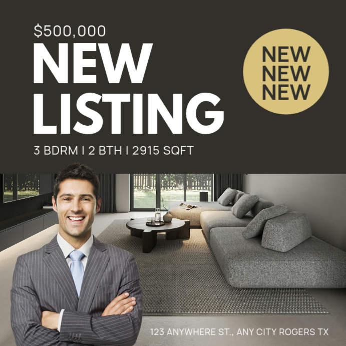 Black professional real estate listing instagram post Template ...