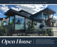 Black Professional Real Estate Open House Medium Rectangle Mellemstort rektangel template