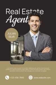 Black Professional Real Estate Poster โปสเตอร์ template
