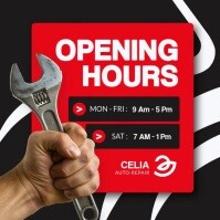 Black Professional Red White And Black Opening Hours Instagram Post Banner Advertisement Instagram P template
