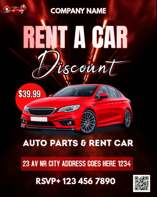 Plantilla de Black Professional Rent A Car Instagram Portrait ...