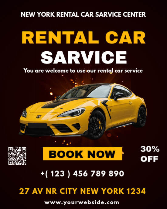 Black Professional Rental Car Service Instagram Portrait Template ...