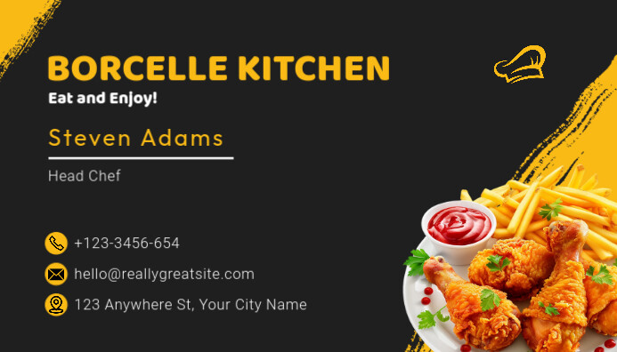 Copy of Black Professional Restaurant Kitchen Business Card Business ...